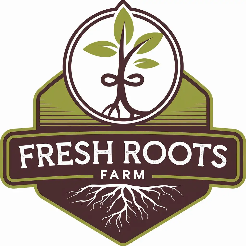 LOGO Design for Fresh Roots Farm Organic Farming with Fresh Greens and Earth Tones Theme