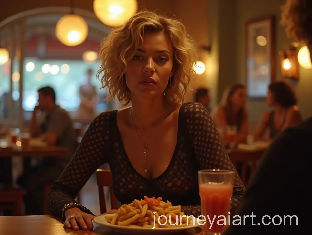 Meg-Ryan-and-Joe-Saldana-Standing-at-the-Table-in-a-Restaurant