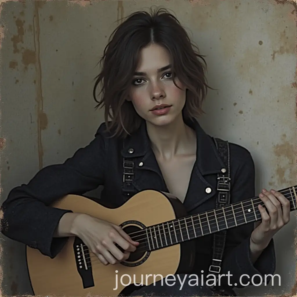 Lonely-Musician-Playing-Guitar-in-Dimly-Lit-Room