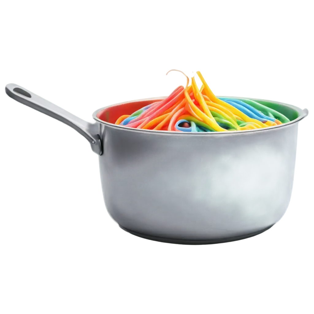 Realistic-Render-of-Simple-Rainbow-Noodle-in-Sauce-Pan-PNG-Image