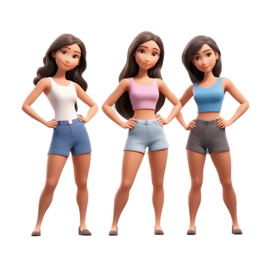 3D-Animation-of-a-Group-of-Female-Characters-in-PNG-Format-Creative-and-Vibrant-Illustration