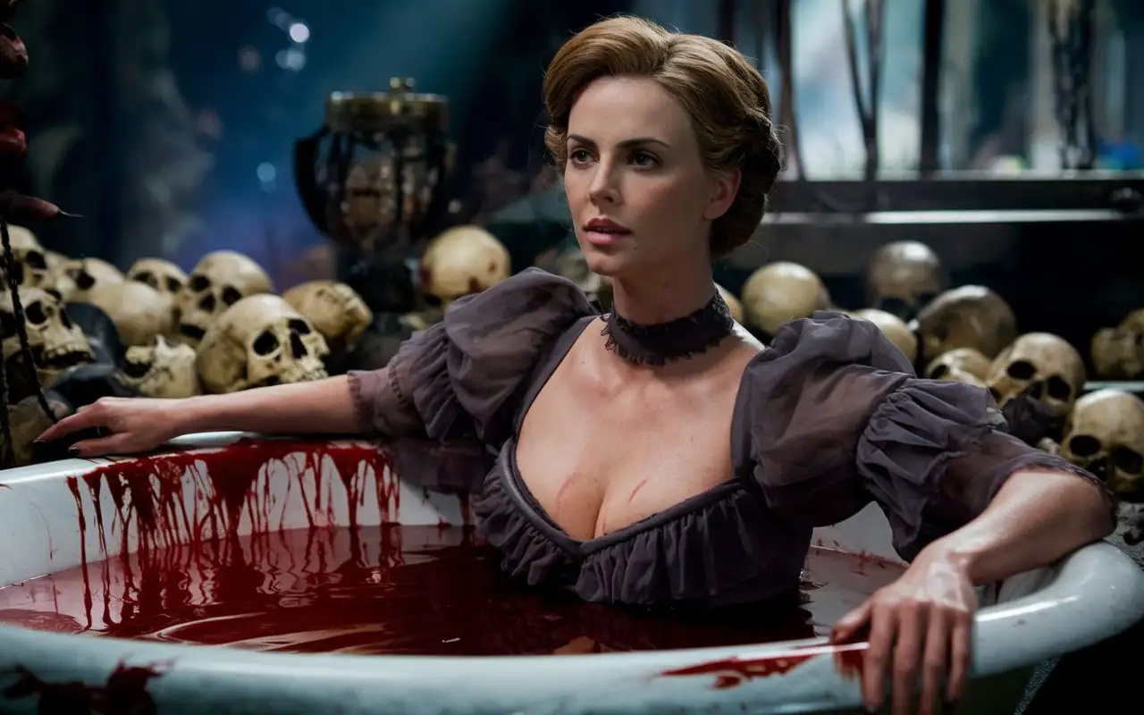 Charlize-Theron-as-Elizabeth-Bathory-in-a-Dark-Fantasy-Blood-Bath-with-Skulls