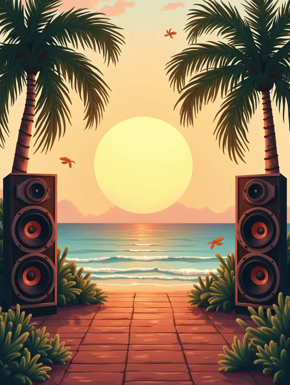 Summer Farmhouse Poster with DJ Space and Palms