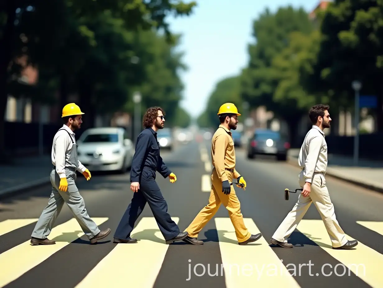 Professional-Painters-Crossing-Pedestrian-Crosswalk-in-Suburban-Street-Scene