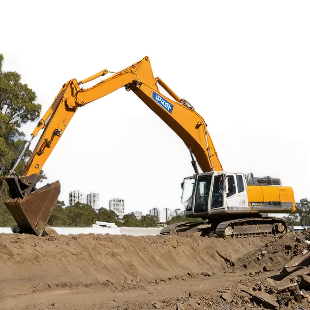 Excavator-Digging-Next-to-Motorway-in-Brisbane-Australia-HighQuality-PNG-Image