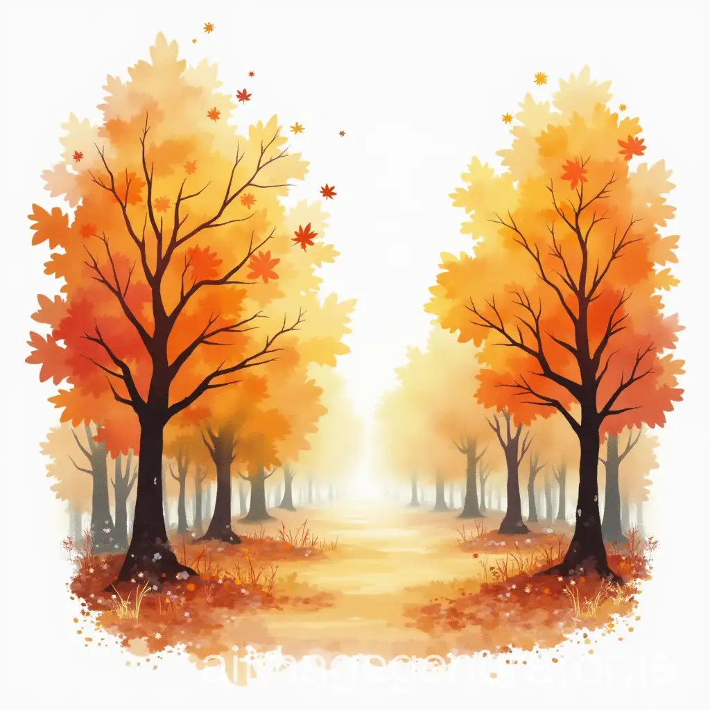 Vibrant-Watercolor-Autumn-Landscape-with-Falling-Leaves