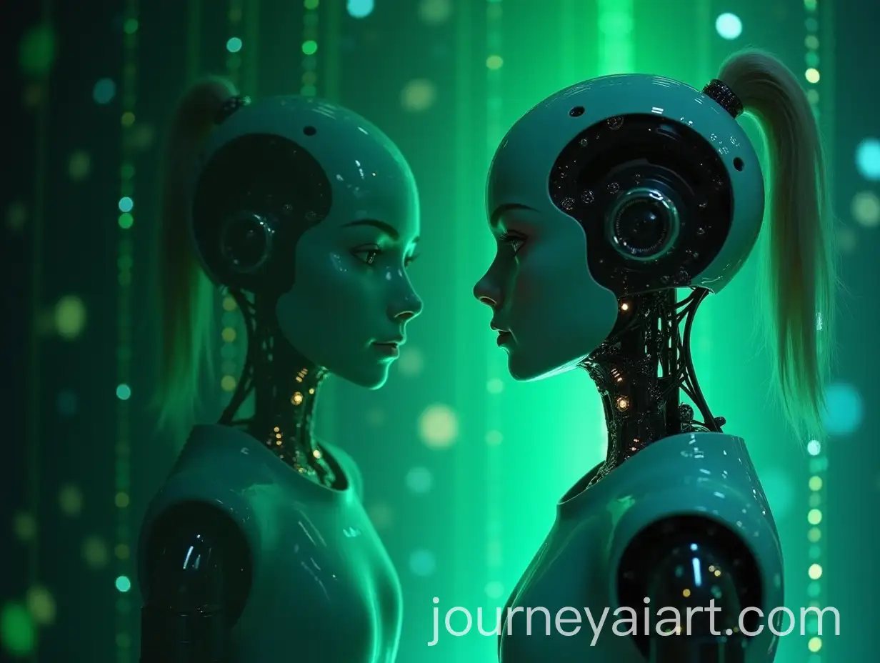 Robotic-Girl-Profile-Personifying-AI-in-Greenish-Light-Environment