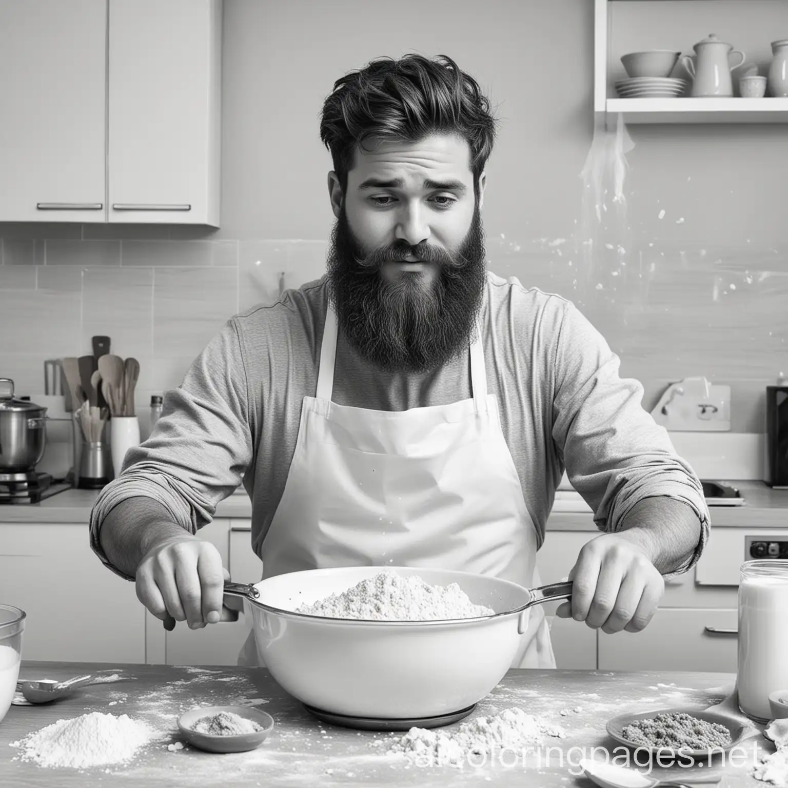 Big-Bearded-Man-Cooking-in-Chaotic-Kitchen-for-Favorite-Girl