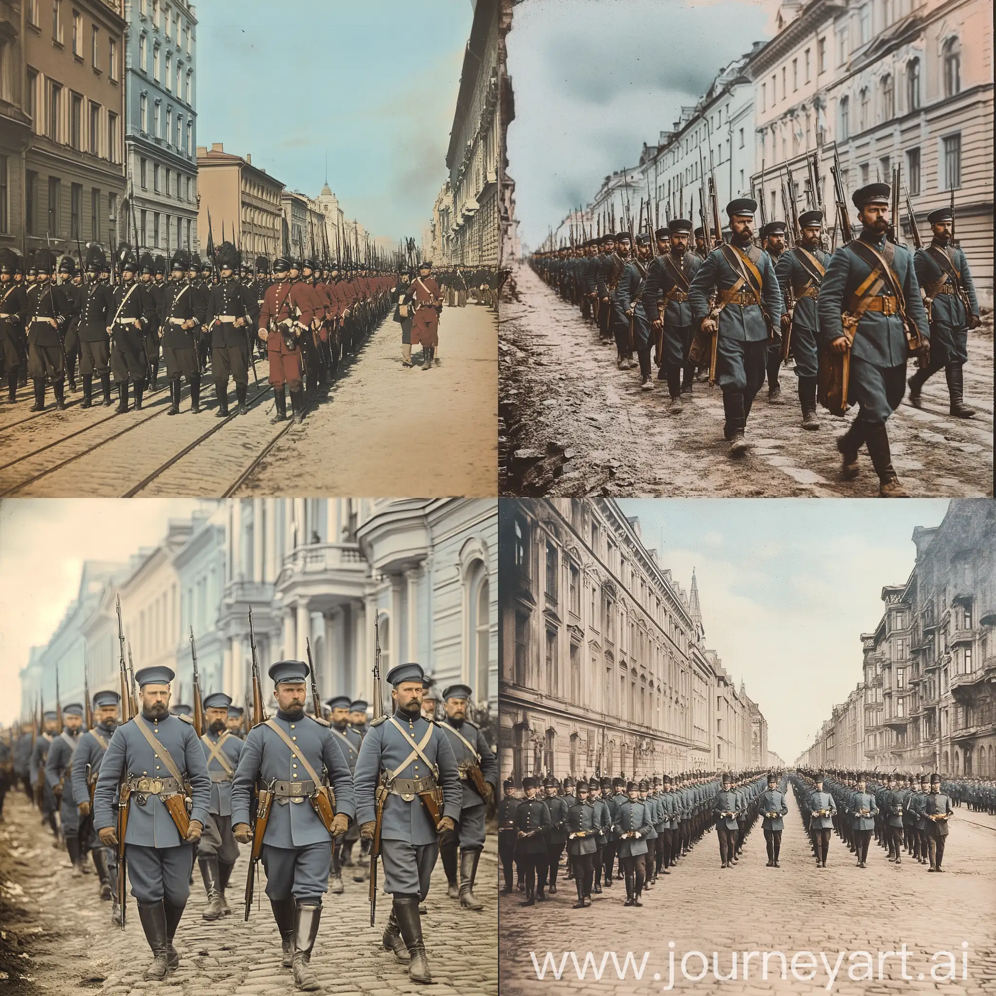 Finnish-Soldiers-Marching-Through-Helsinki-in-1860