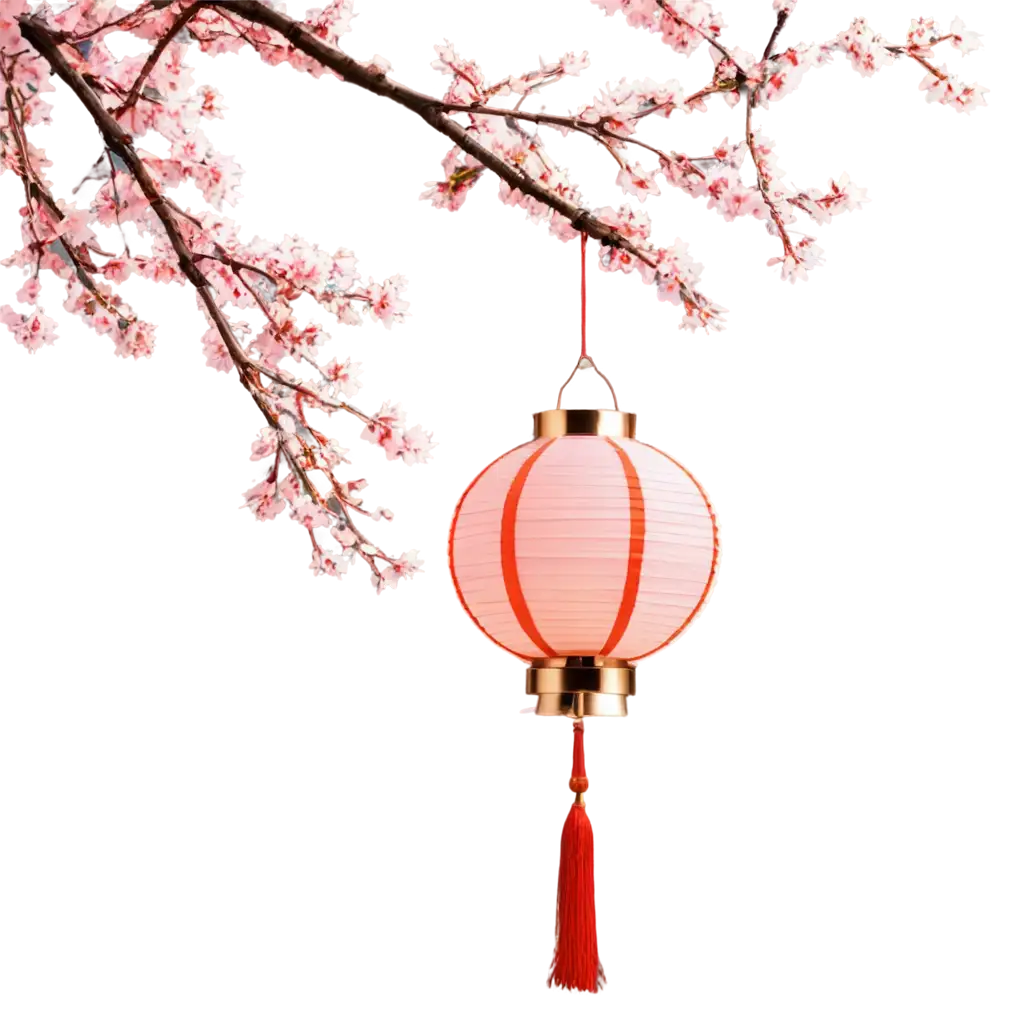 Chinese-Lantern-Hanging-on-Sakura-Flowers-PNG-Elegant-and-HighQuality-Image-for-Design-Projects