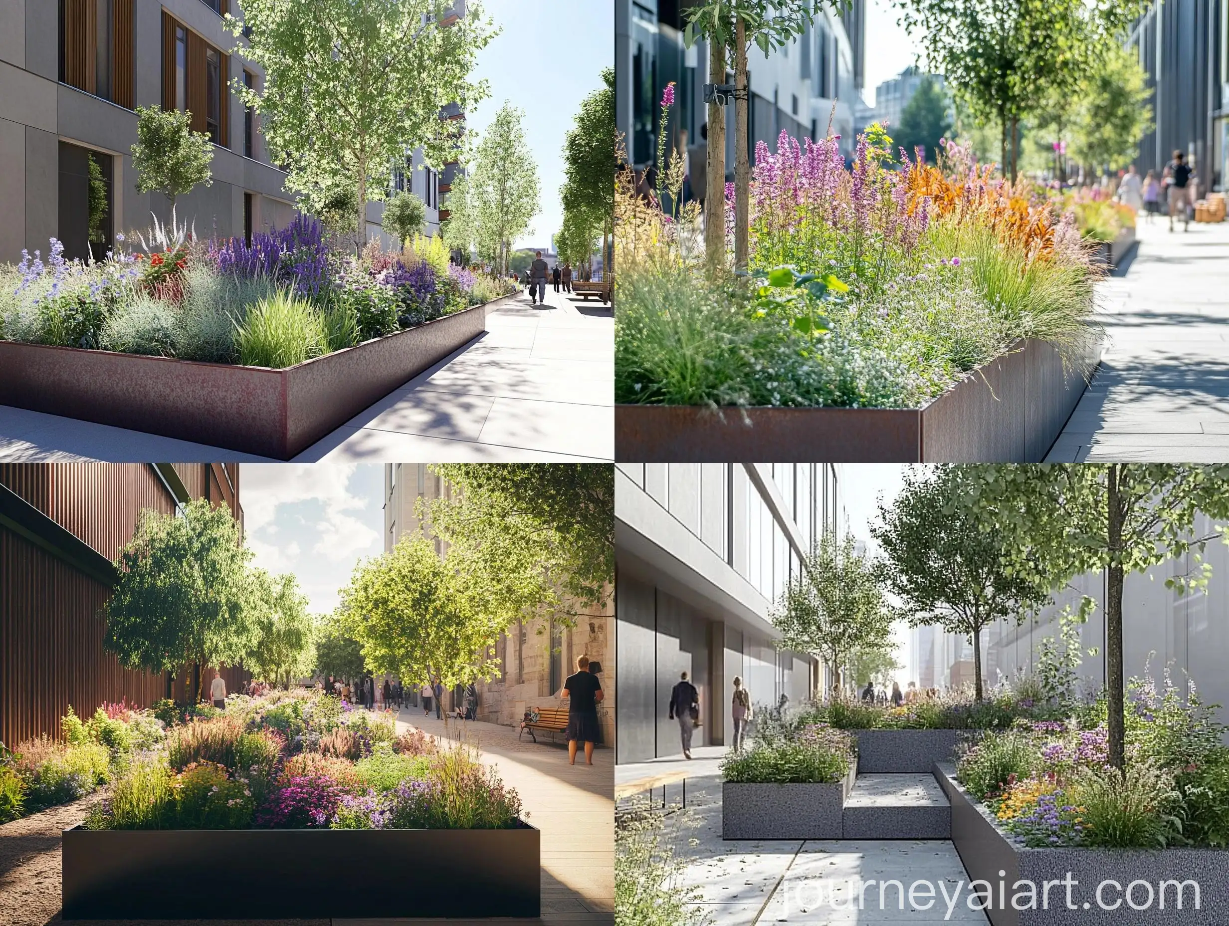 Urban-Raised-Bed-Garden-with-Perennial-Grasses-and-Trees