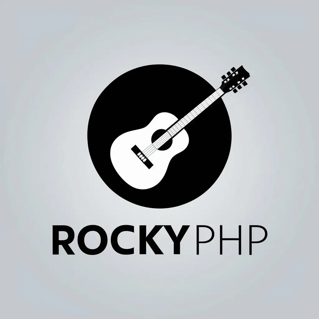 LOGO-Design-for-RockyPHP-Round-Guitar-Symbol-with-a-Modern-and-Clear-Background