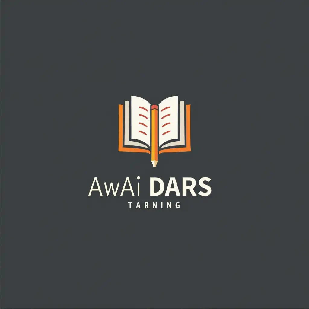 Create a logo for me with the symbol of a pencil and book in it. The name of the logo should be Awai Dars.