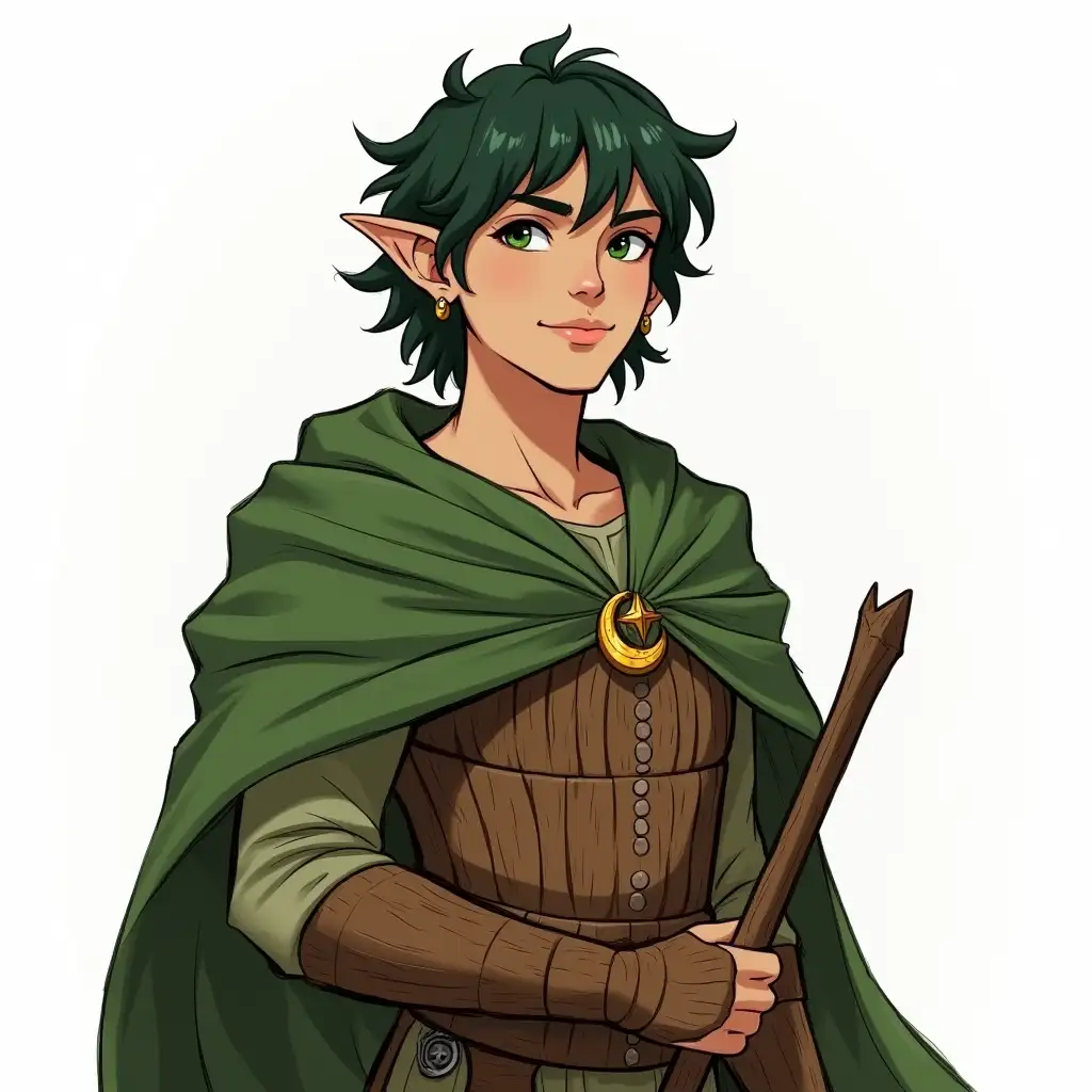 Fantasy-Druid-Portrait-with-Crescent-Moon-Pendant-and-Wooden-Armor