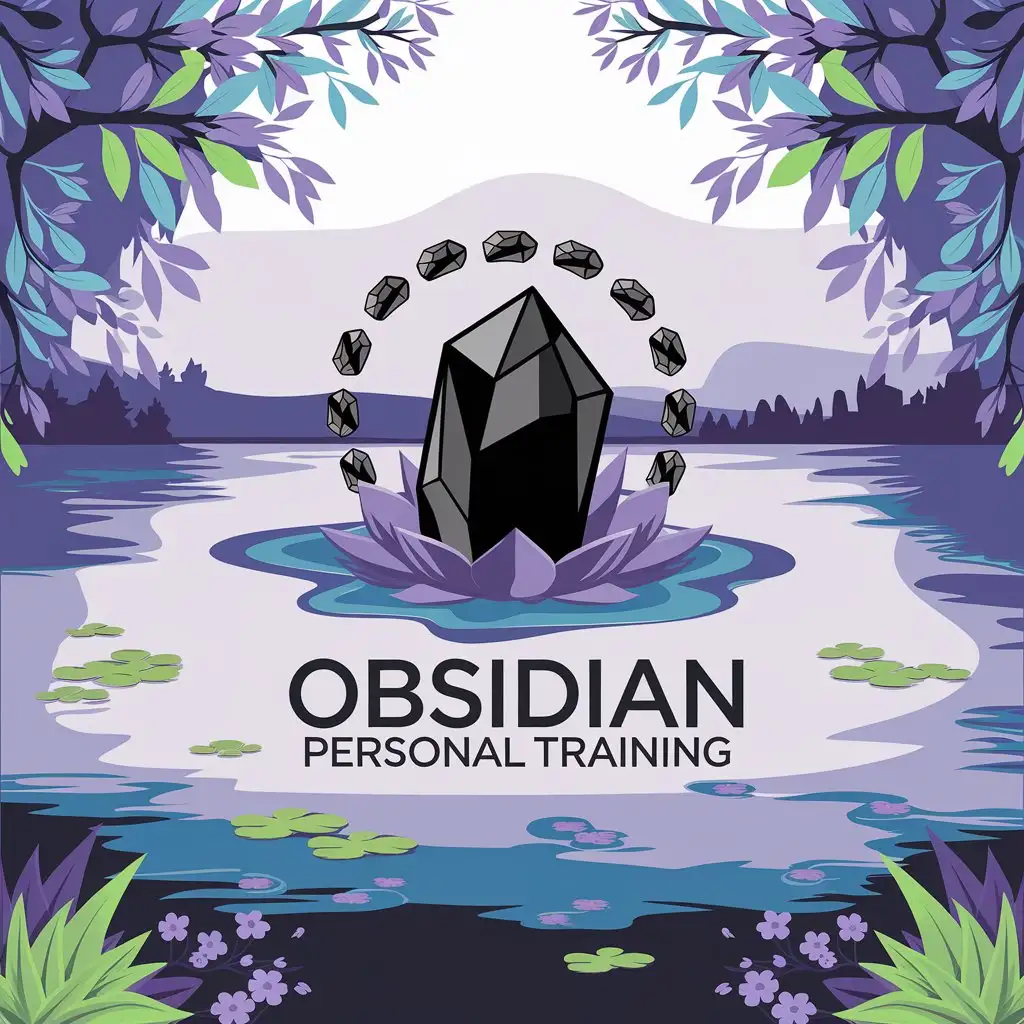 LOGO Design For Obsidian Personal Training Jagged Stone on Lotus with Fitness Elements