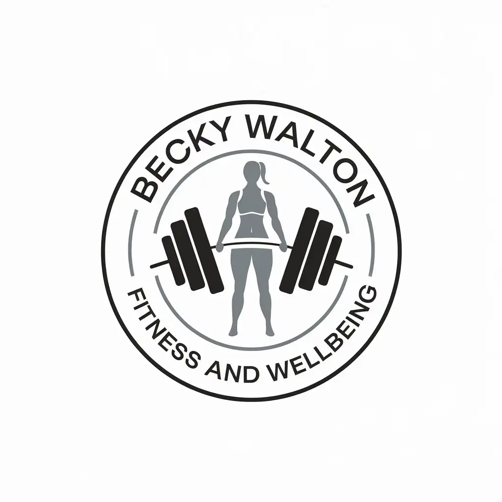 LOGO Design for Becky Walton Fitness and Wellbeing with Gym Equipment and Workout Theme