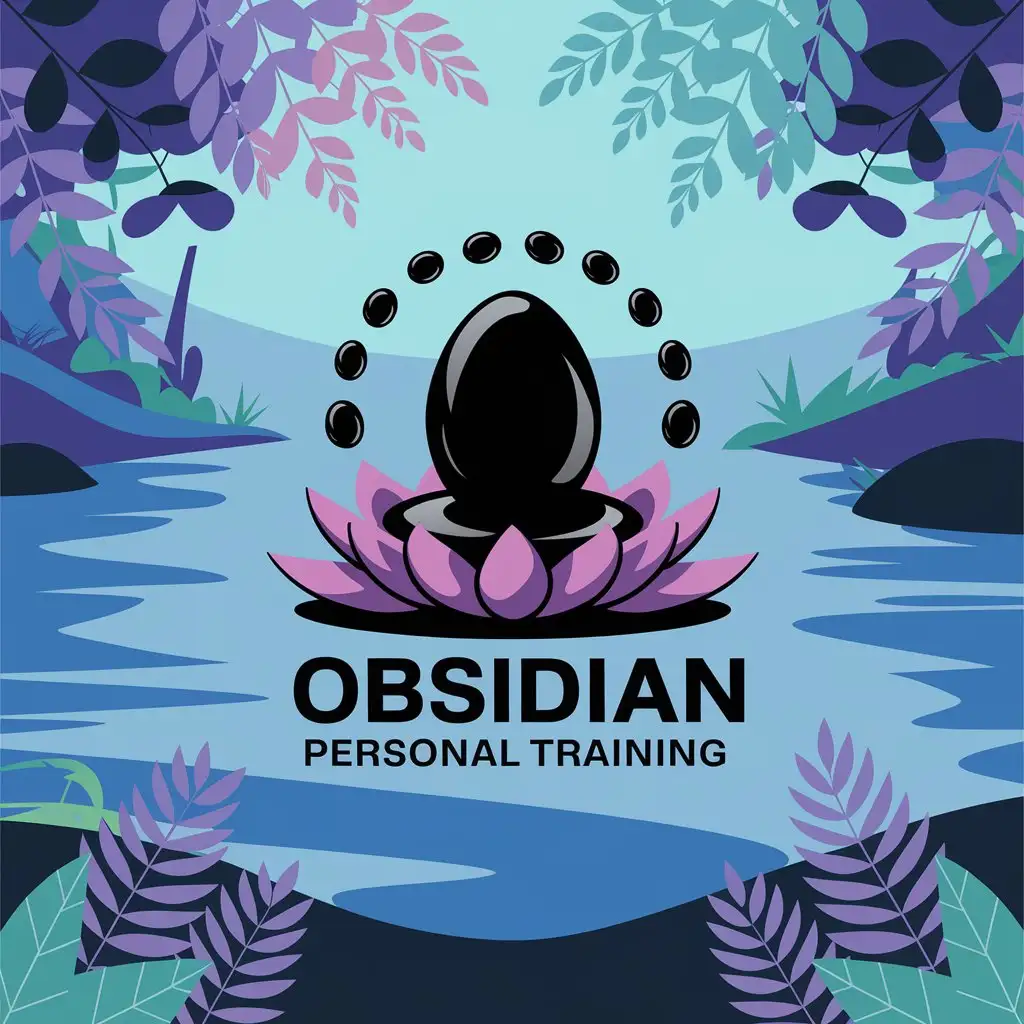 LOGO Design for Obsidian Personal Training Obsidian Stone on Lotus with Fitness Theme