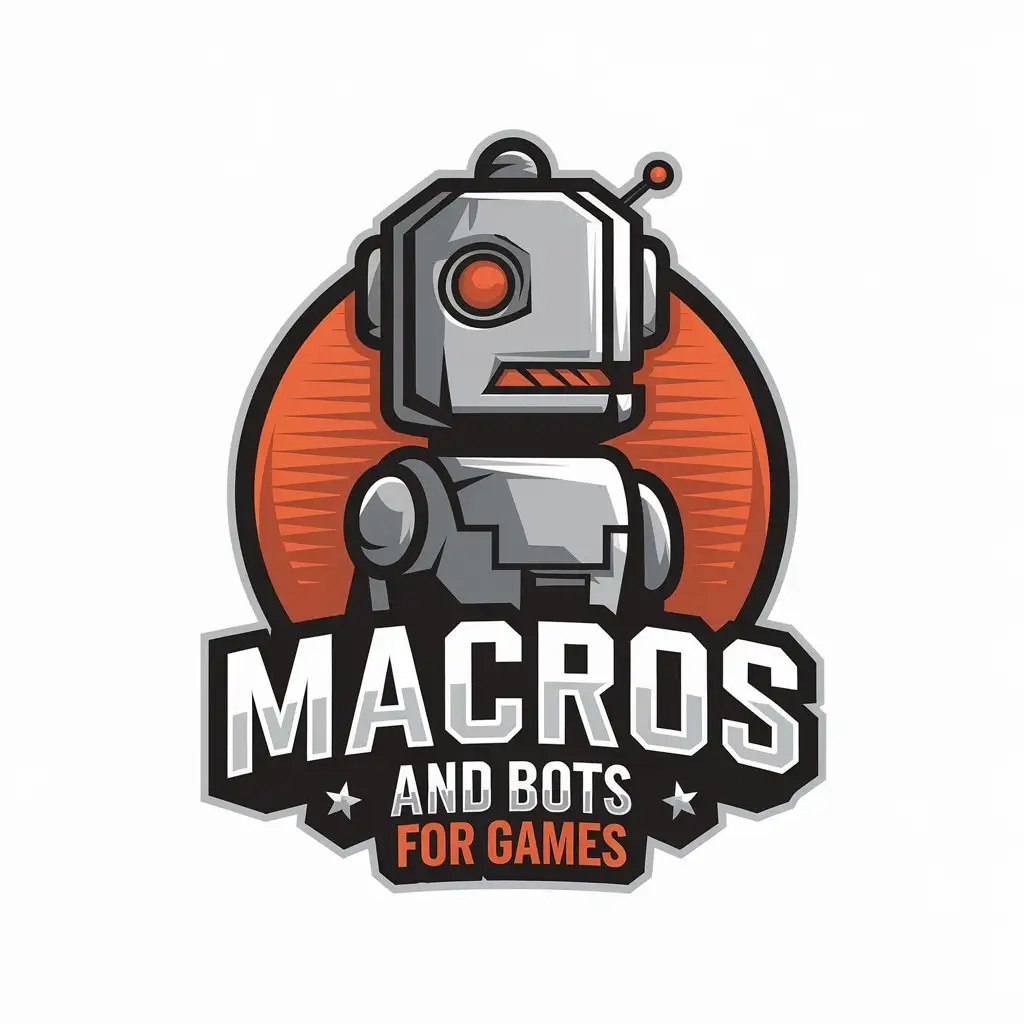 a vector logo design,with the text "Macros and bots for games", main symbol:Robo, mouse,Moderate,clear background