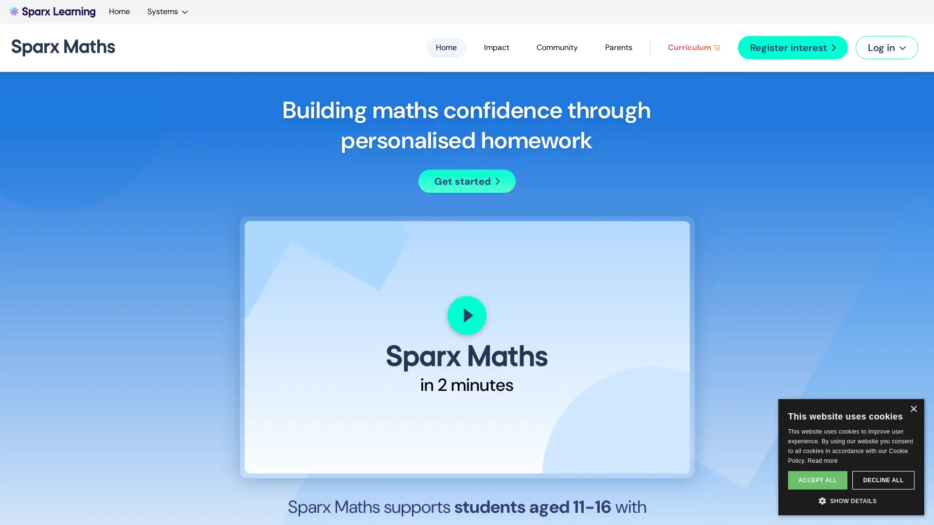 Personalized homework to boost maths confidence for students aged 11-16.