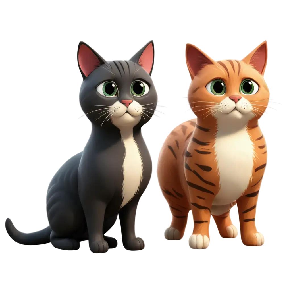 3D-Five-Cats-PNG-Image-Creative-and-Detailed-Cat-Illustrations