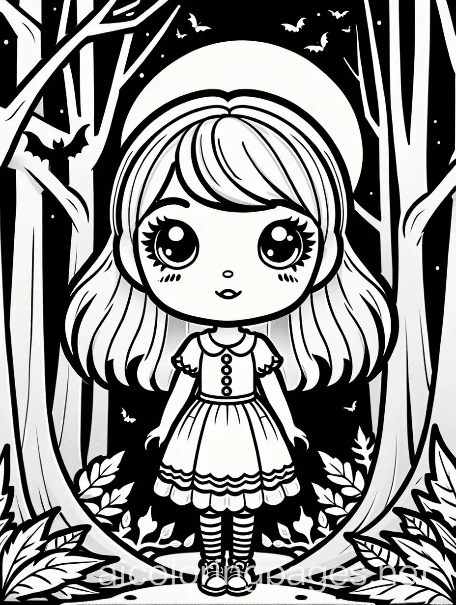 Cute-and-Creepy-Kawaii-Style-Girl-in-Spooky-Forest-Coloring-Page