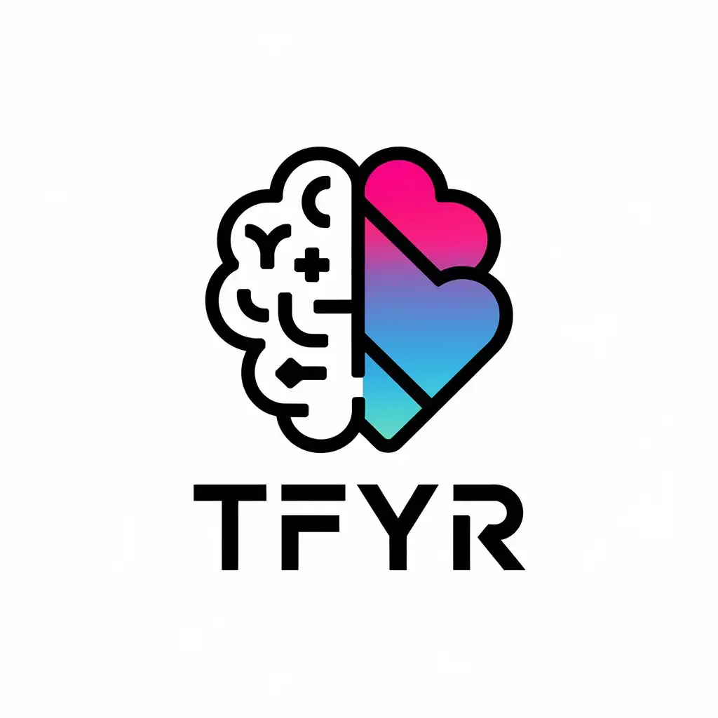 a vector logo design,with the text "TFYR", main symbol:brain/heart/gradient color,complex,be used in Technology industry,clear background