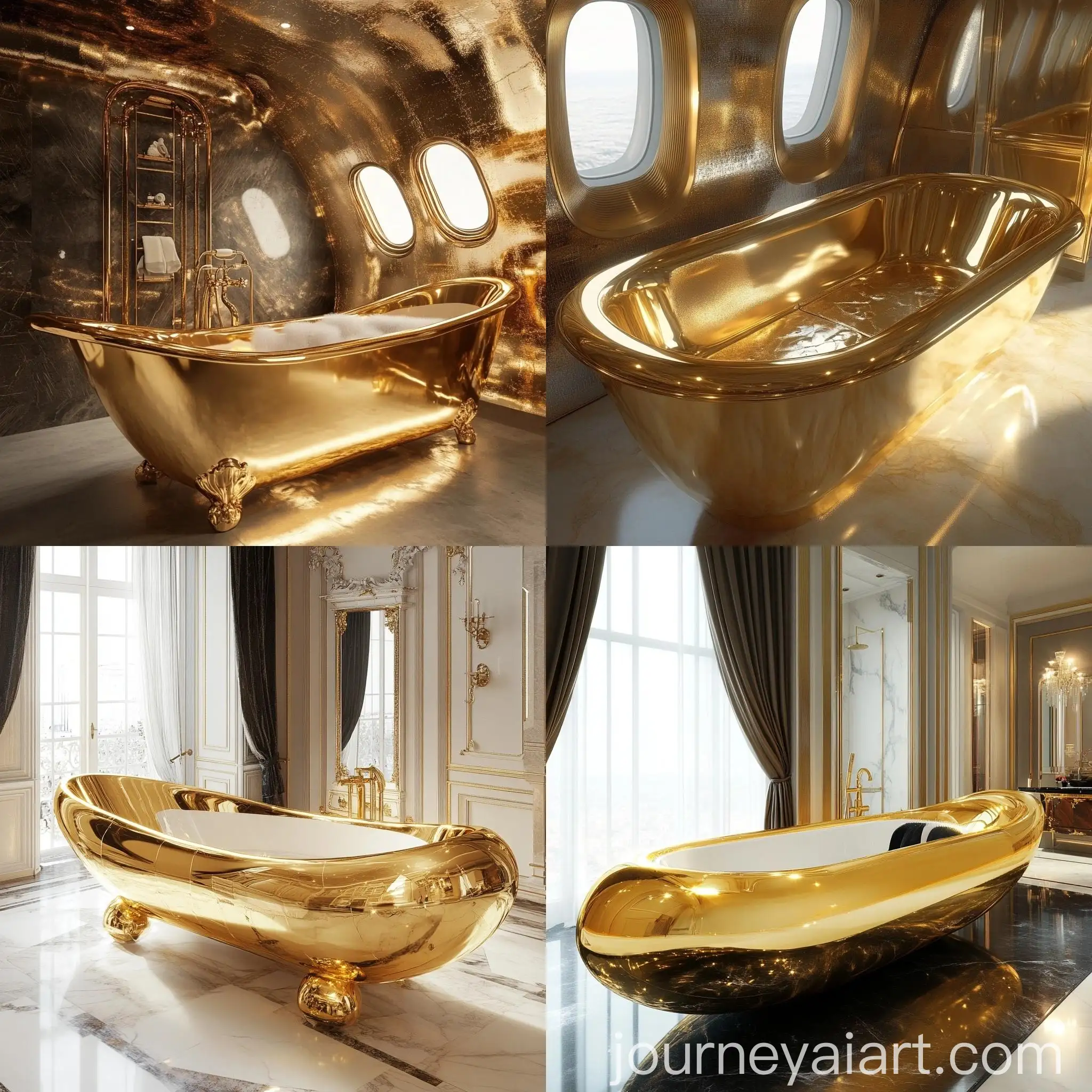 Luxurious-Golden-Plane-with-Bathtub-Interior
