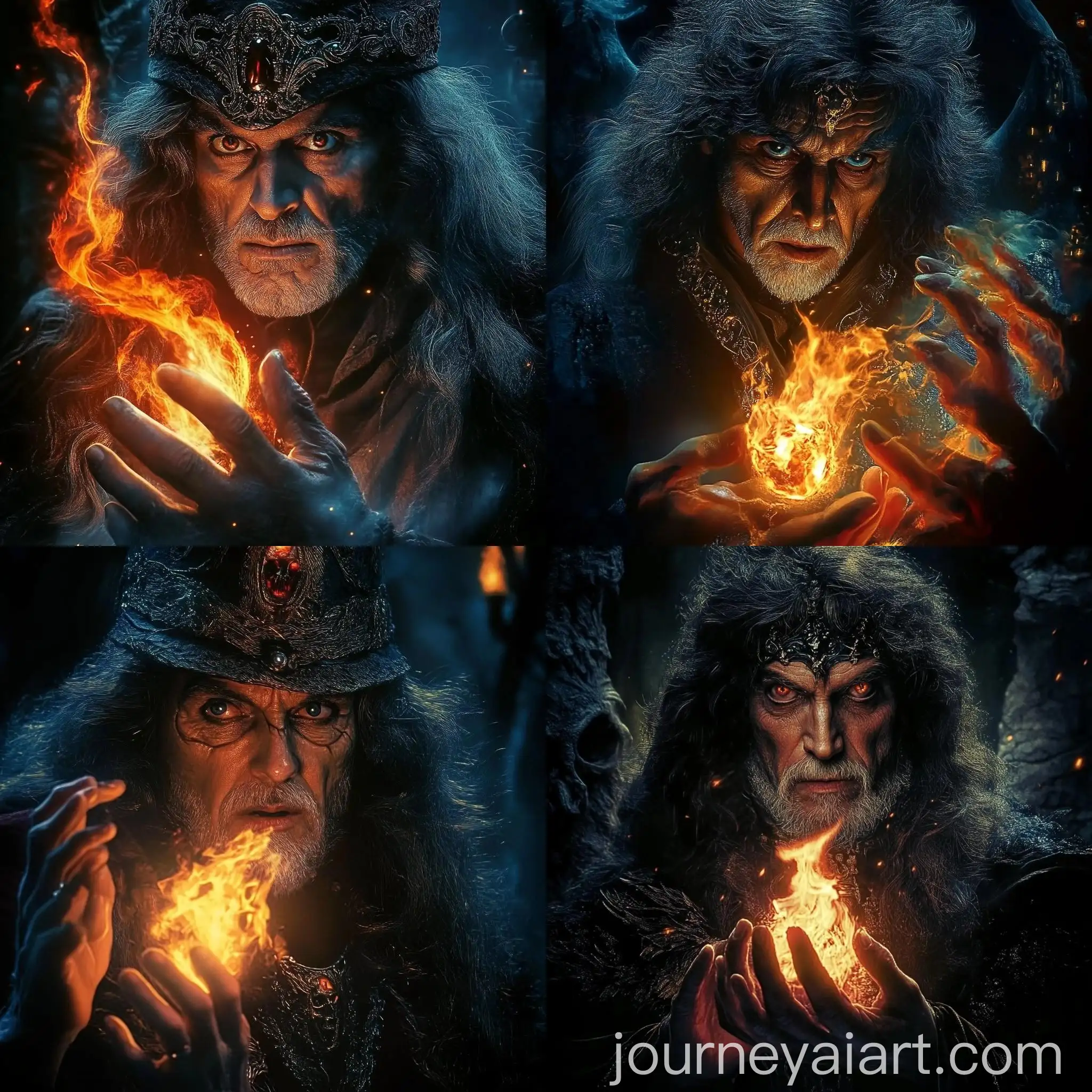 Old-Wizard-Conjuring-Firebolt-in-Dark-Fantasy-Scene
