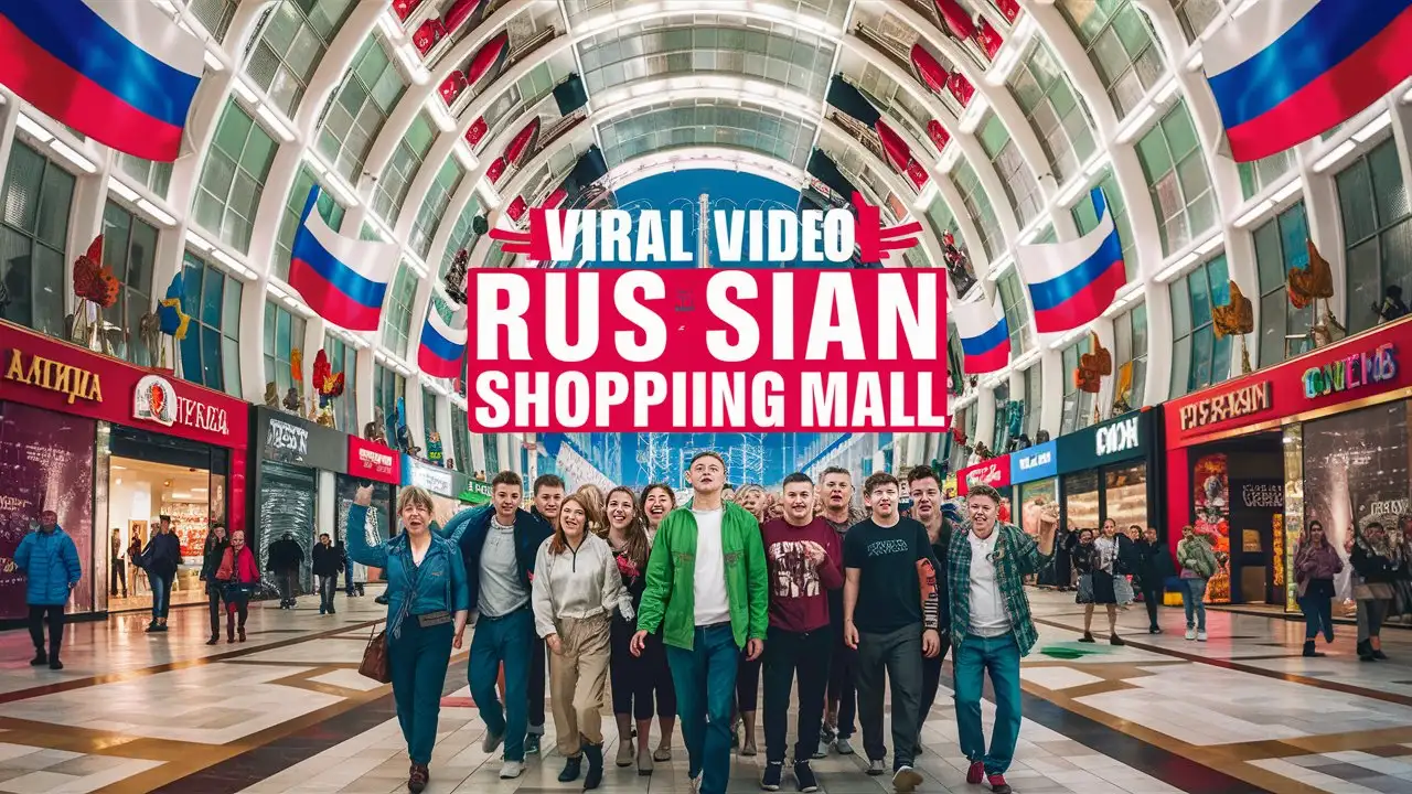 Please make a viral video thumbnail cover for social media for a video titled:  Walkthrough AMAZING Russian Shopping Mall!