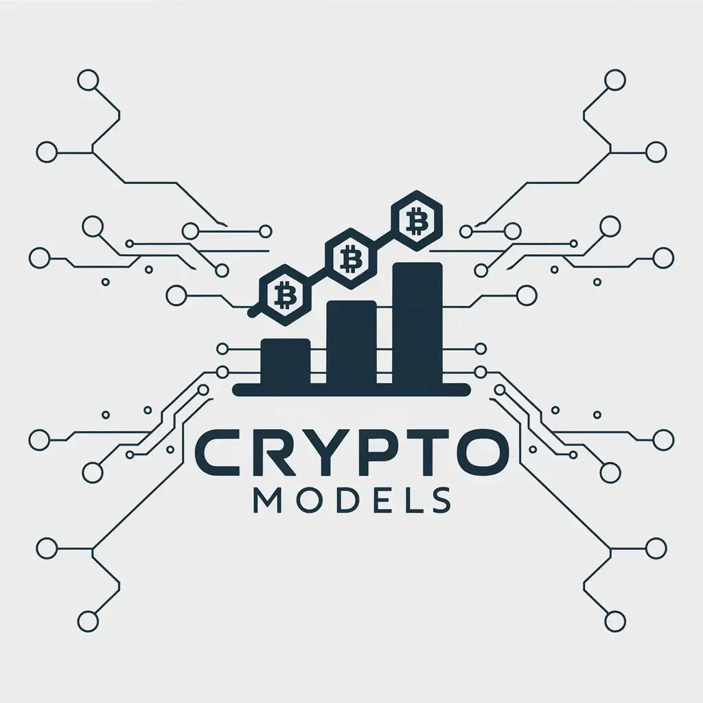 LOGO Design for Crypto Models Growth Chart with Blockchain Symbols Minimalist Electric Circuit Theme