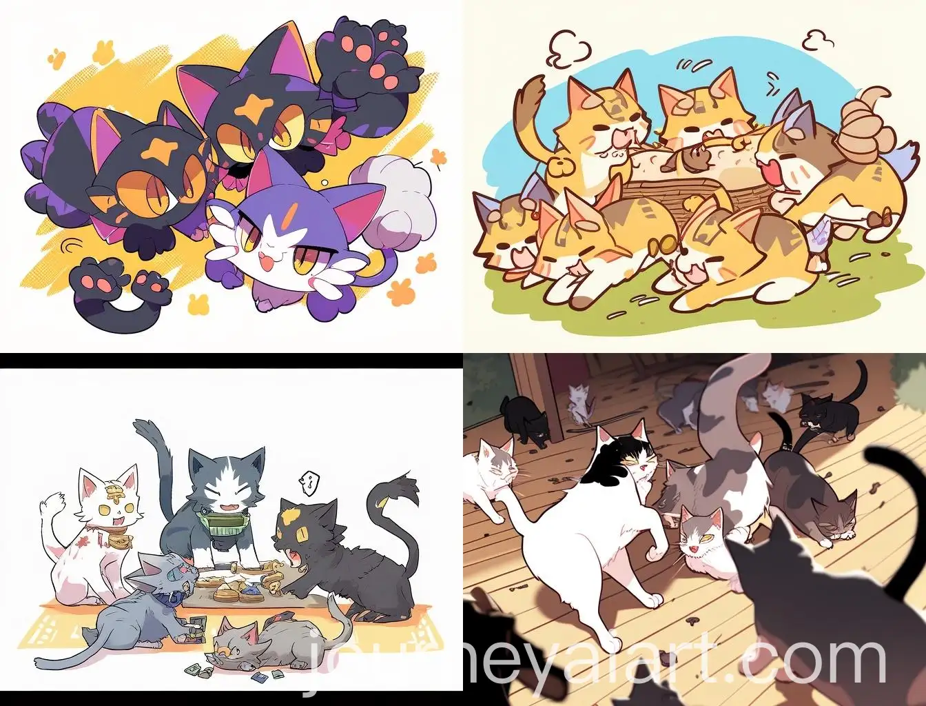 Playful-Group-of-Cats-Interacting-Joyfully