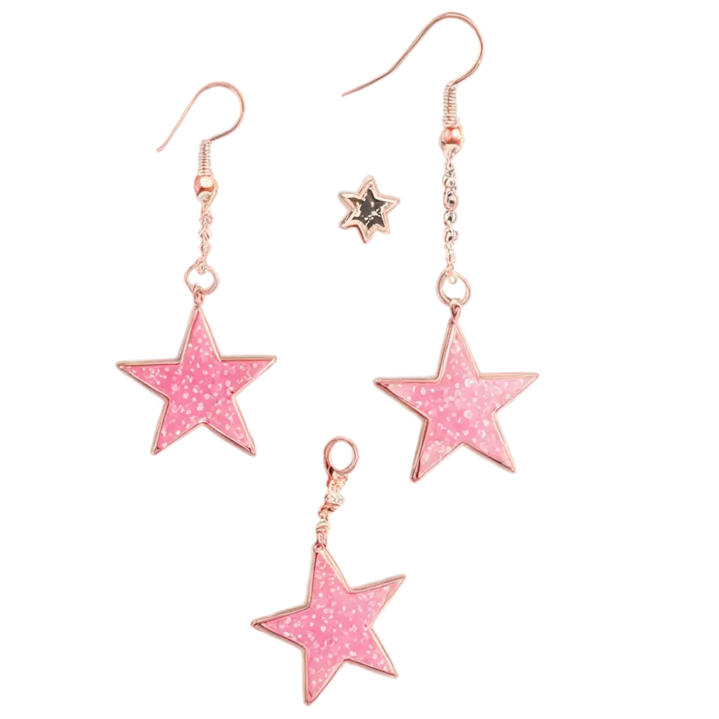 StarPatterned-Pink-Earrings-PNG-Image-High-Quality-Versatile-Design