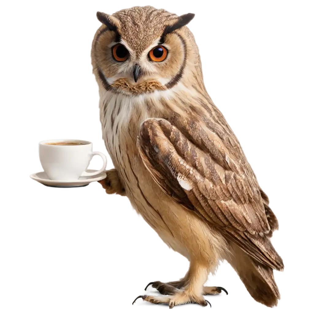 Charming-Owl-Drinking-Coffee-HighQuality-PNG-Image-for-Your-Creative-Projects