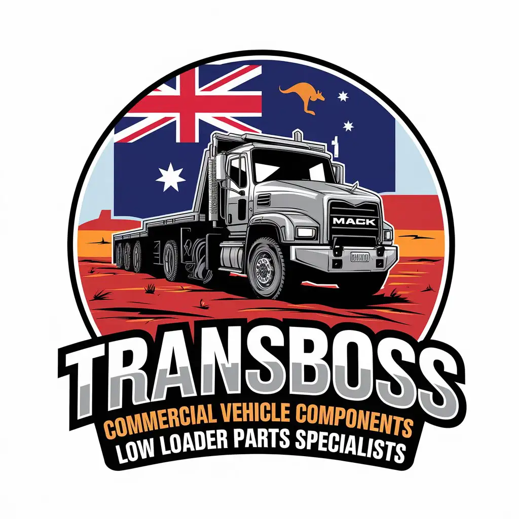 LOGO Design for TransBoss Red Black with Truck and Australian Outback Theme