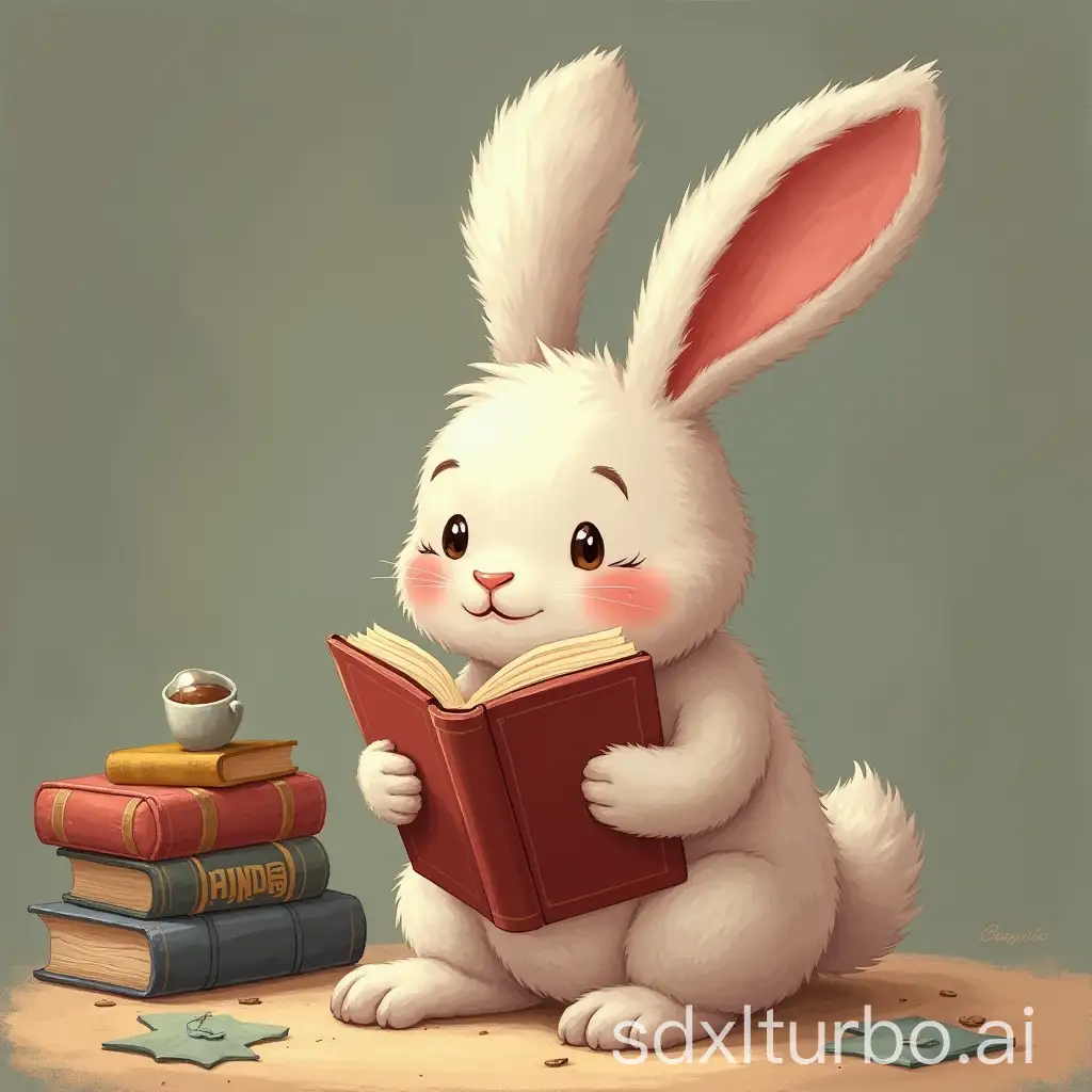 Female-Bunny-Reading-Books-in-Cozy-Environment