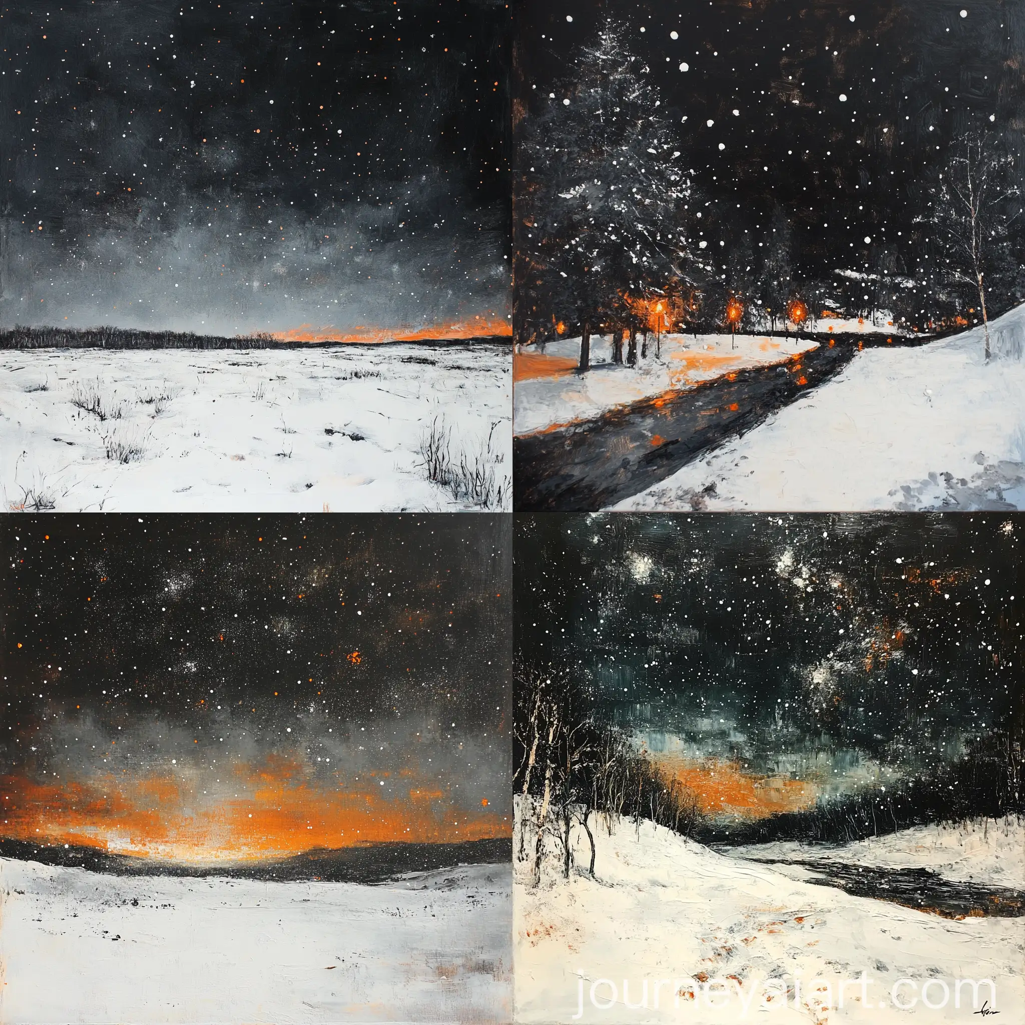 Impressionistic-Starry-Night-Sky-Oil-Painting-in-Monochromatic-Tones