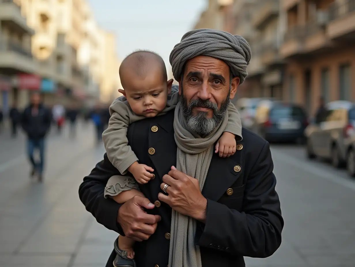 photo of damaszkusz and his unusual friendship with mohamed. Samir was a dwarf and couldn't walk, Mohamed was blind and carried his friend on his back, helping him navigate the streets