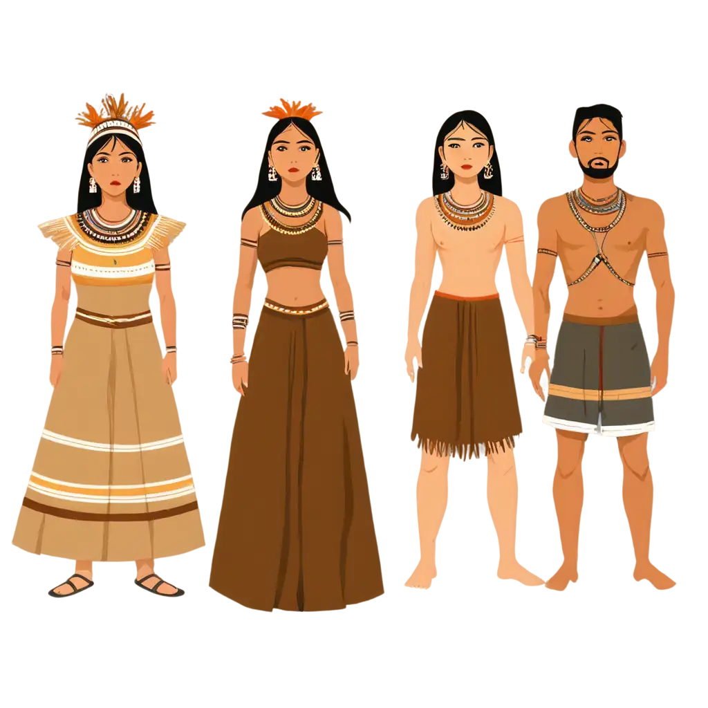 PNG-Flat-Icon-of-Tribal-Men-and-Women-in-Ancient-Traditional-Clothing