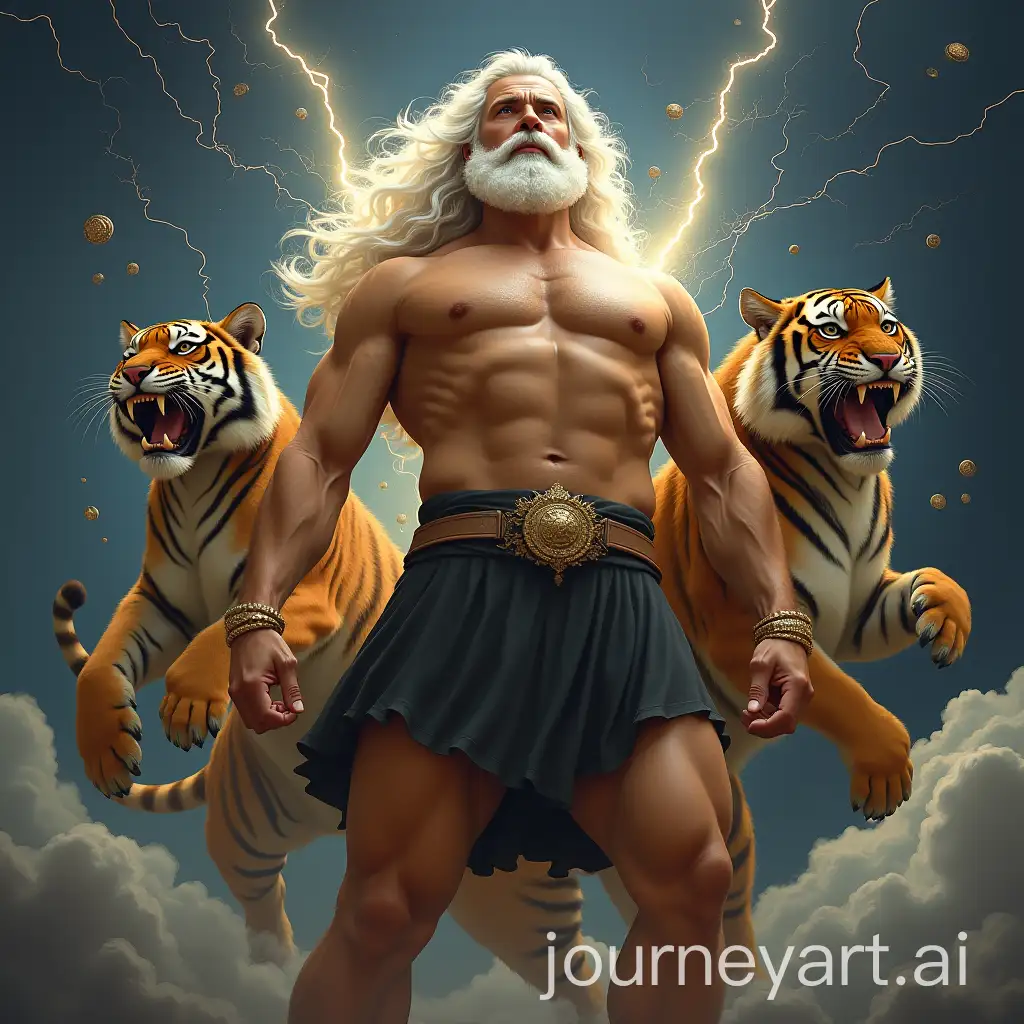 Zeus-in-the-Sky-Surrounded-by-Tigers-and-Lightning