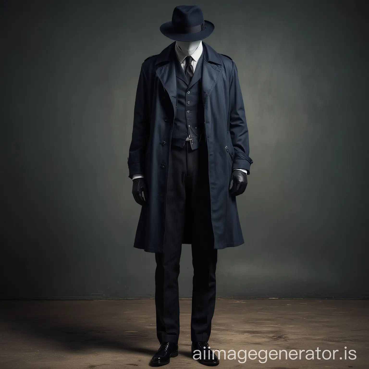 Mysterious-Faceless-Man-in-Dark-Blue-Fedora-and-Trench-Coat