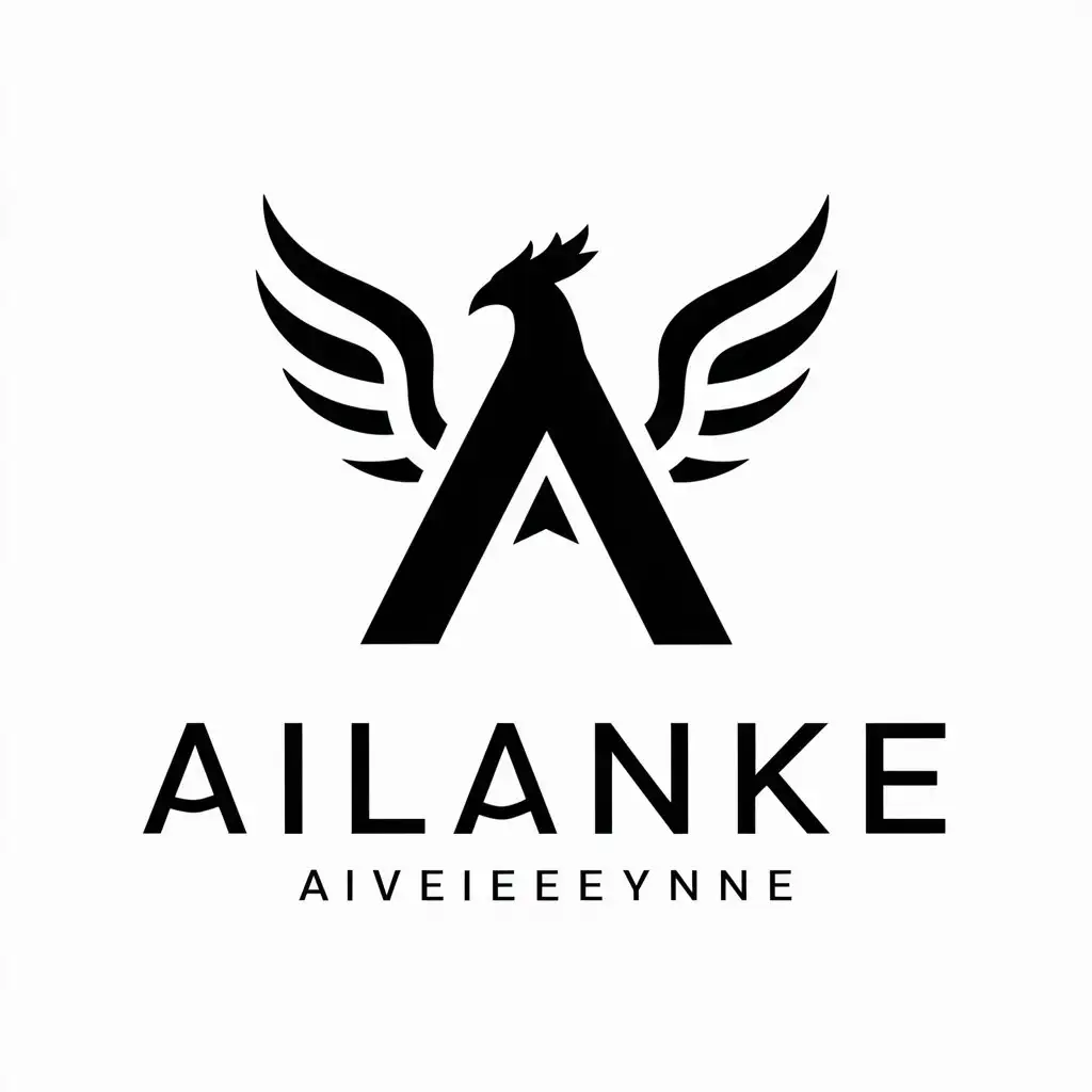 a vector logo design,with the text "Ailanke", main symbol:A, Phoenix,Minimalistic,be used in Others industry,clear background