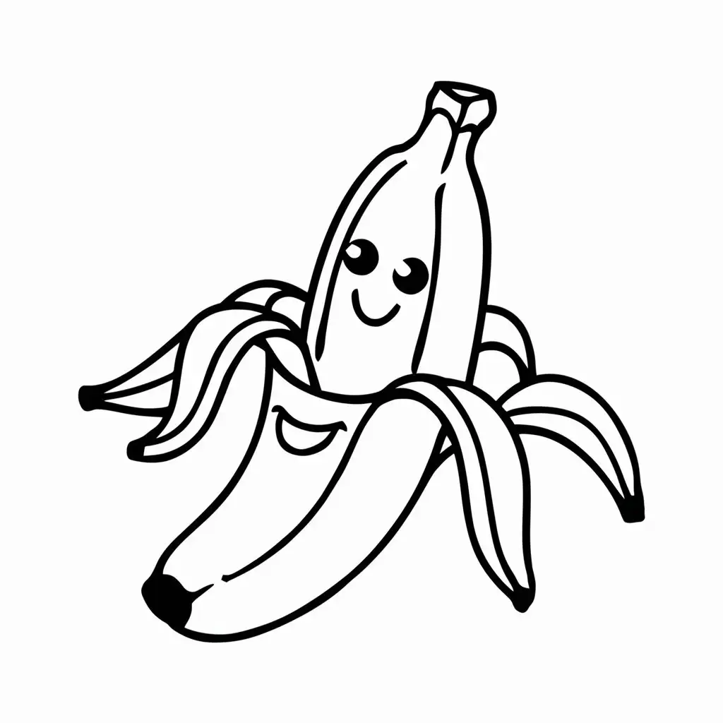 Cheerful Banana Slipping on Peel Cute Outline Illustration