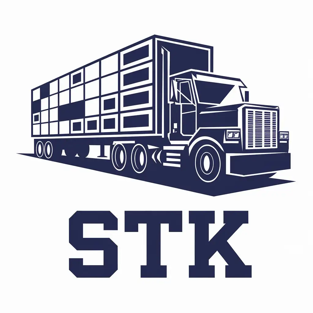 a vector logo design,with the text "STK", main symbol:cargo truck,complex,be used in Cargo transportation industry,clear background