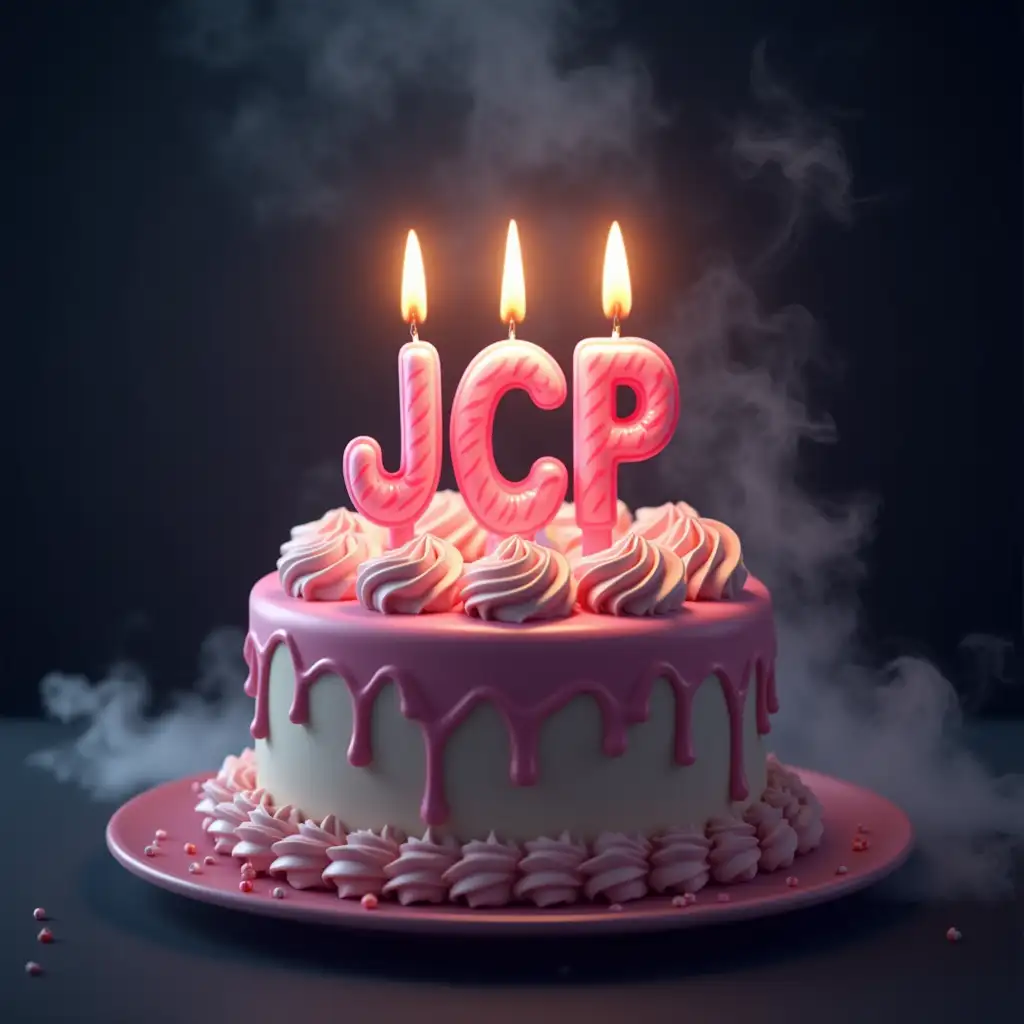 Stylish-JCP-Logo-on-a-Festive-Cake-with-Candles-and-Smoke-Effects