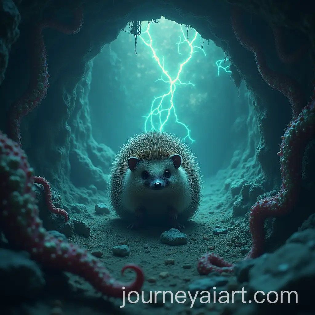 Hedgehog-Emerging-from-Cosmic-Horror-Dimension-with-Lovecraftian-Elements
