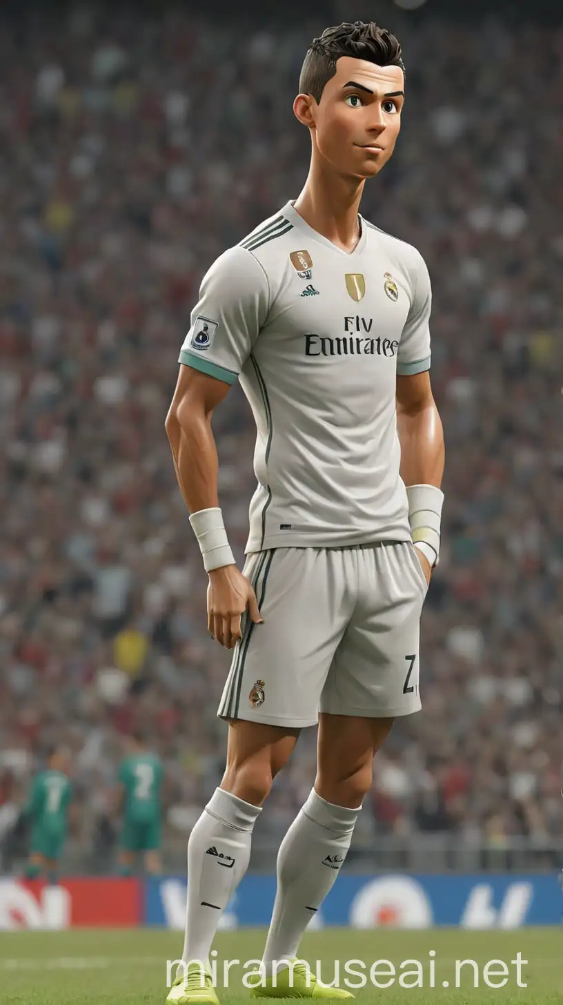 Full Body Cartoon of Cristiano Ronaldo in Side Profile