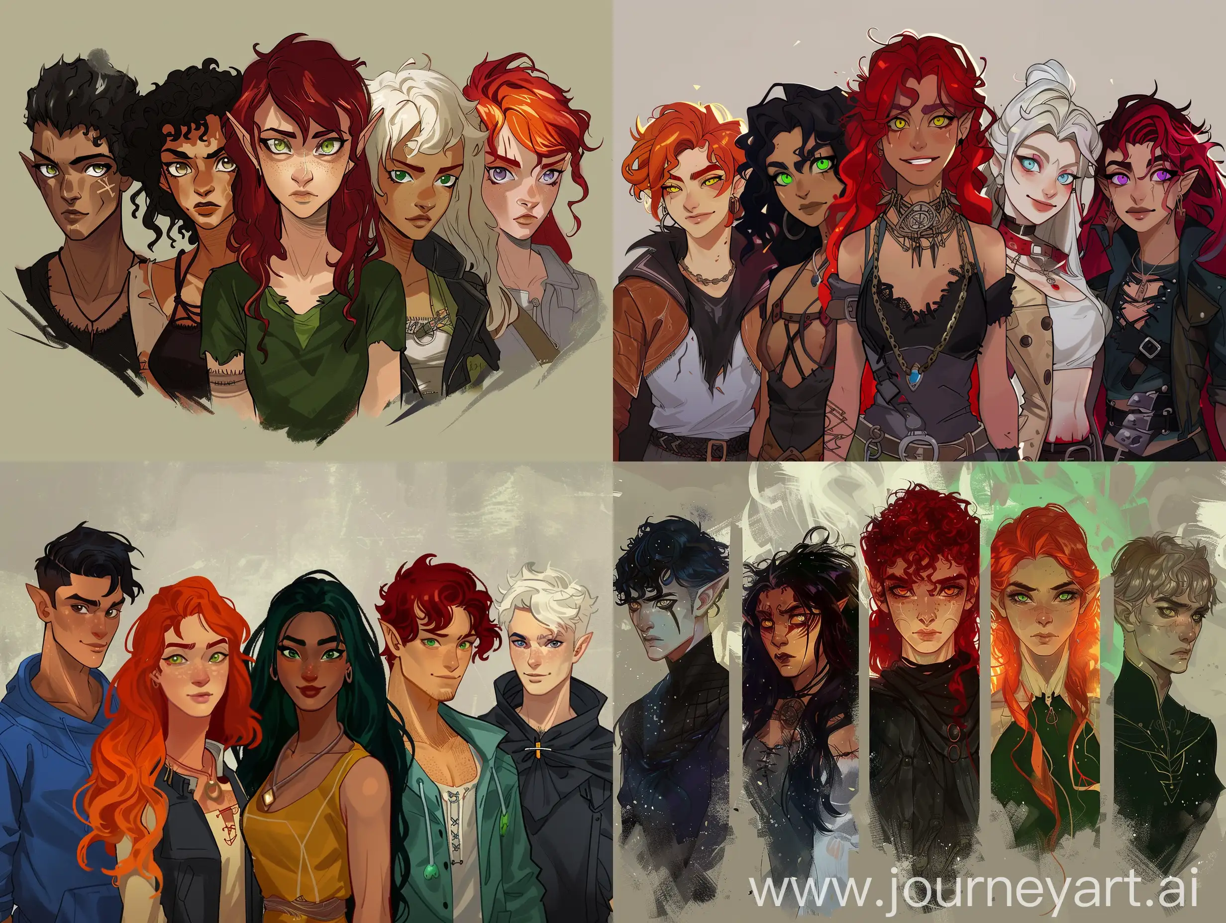 Fantasy-Cartoon-Characters-Five-Friends-with-Diverse-Features-and-Expressions