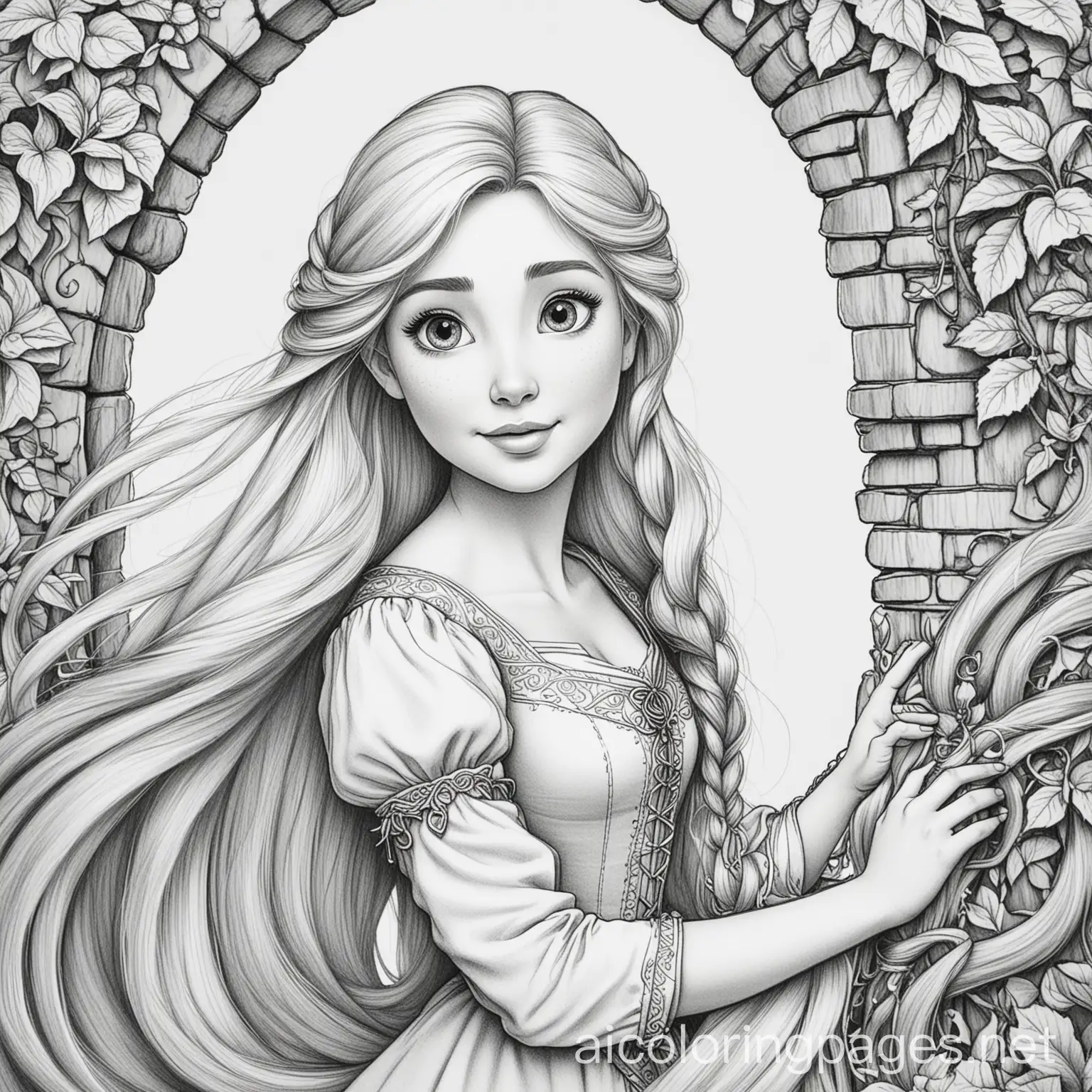 Simple-Rapunzel-Coloring-Page-for-Kids