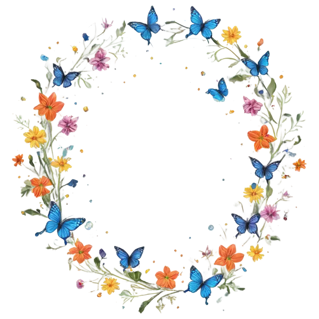 Stunning-Flower-PNG-Surrounded-by-Spiraling-Butterflies-for-Elegant-Digital-Art-and-Design