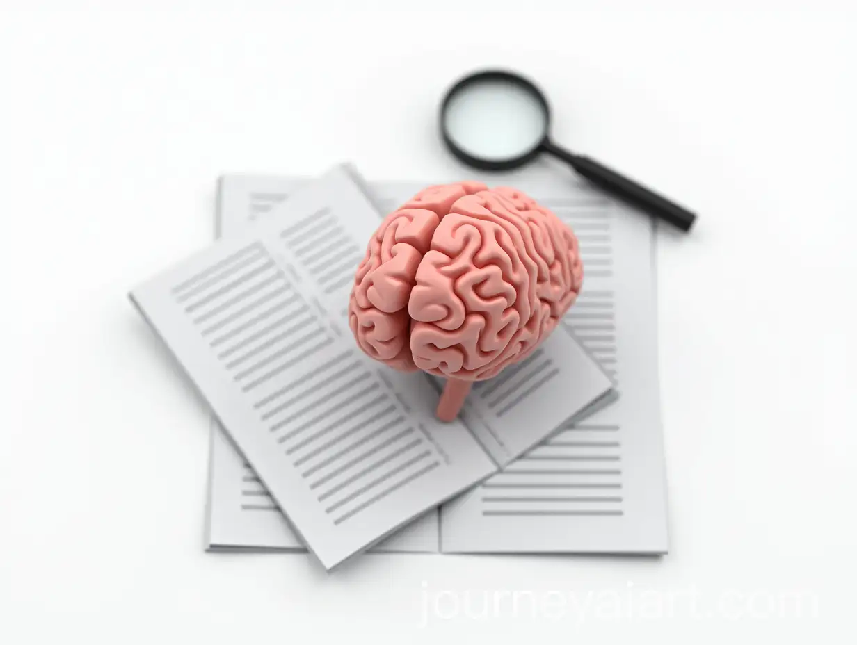 3D-Brain-Model-onAI-Art-Prompt-Expansion-Desk-with-Magnifying-Glass-and-Study-Papers